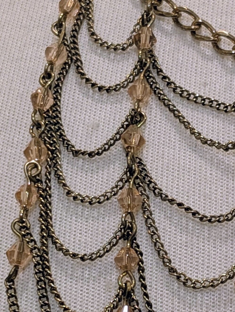 EUC 18"-20" Chain Armor Bib Necklace with Faceted Pink Glass Beads - Picture 2 of 8